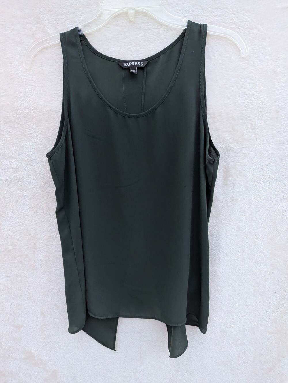 Express Dark Green Sheer Split-Back Sleeveless Tank Top